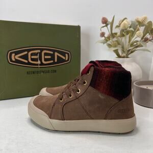KEEN Elena Mid Plaid Hiking Sneaker Chestnut/Plaza Taupe 1023459 Women’s 5 NWB